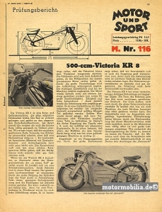 Victoria Motorcycle Roadtest Typ KR 8 1934  vic-tb34