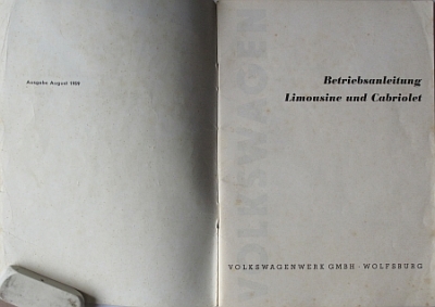 Preview: Volkswagen Beetle Manual of use  08.1959  vw-BA59 Preview: Volkswagen Beetle Manual of use  08.1959  vw-BA59