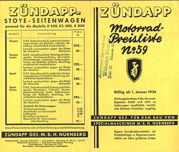 Preview: Zuendapp Motorrad Prospekt  1936