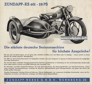 Preview: Zuendapp Motorrad Prospekt Type KS 601 1951