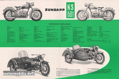 Preview: Zündapp Motorcycle Brochure KS 601 1953  z-p53