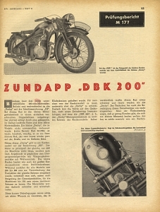 Zuendapp Testreport Type DBK 200  1937  z-tb37/2