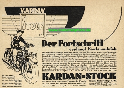 Stock Motorrad Werbung 200 ccm  1931  sto-w2