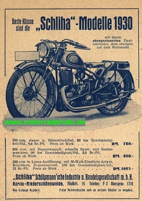 Schliha Werbung Modelle 1930  schl-w1