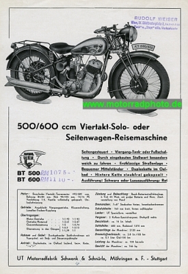 UT Motorrad Prospektblatt  1934  ut-p34