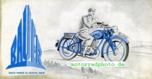 Bauer Motorrad Prospekt 6 Seiten 1938  bau-p38