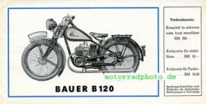 Bauer Motorrad Prospekt 6 Seiten 1938  bau-p38