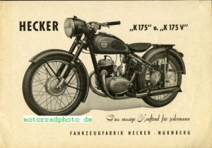 Hecker Motorrad Prospektblatt 2 Seiten 1953 hec-p53