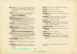 Hecker Motorcycle single sheet 2 sides 1953   hec-p53