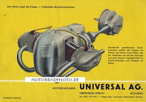 Universal Motorrad Prospekt  4 Seiten ca. 1954  uni-p54