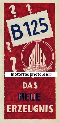 Bauer Motorrad Prospekt 4 Seiten 1950 bau-p50