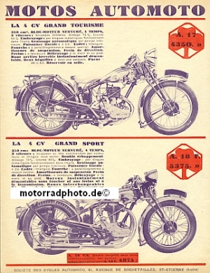 Automoto Motorcycle Leaflet 2 Sides 1933 aumo-p33