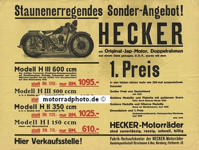 Hecker Motorrad Plakat  1929  hec-po01