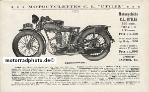 Utilia Motorcycle Brochure 6 Sides 1929