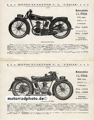 Utilia Motorrad Prospekt 6 Seiten 1929