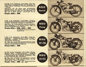 NSU Motorcycle Brochure 6 Pages 1936