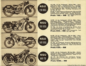 NSU Motorcycle Brochure 6 Pages 1936