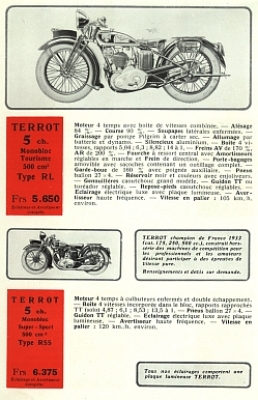 Terrot Motorrad Prospekt  Alle Modelle 1934