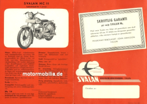 Svalan  Motorrad Prospekt 6 Seiten  1952 sva-p52