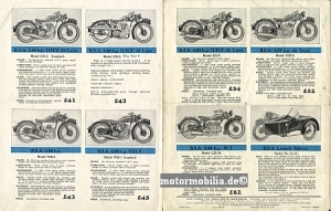 BSA Motorcycle Brochure Models 1937