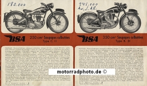 BSA Motorrad Prospekt Gesamtprogramm 1947 bsa-p47