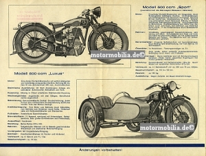 FN Motorrad Prospekt  Modelle 1933