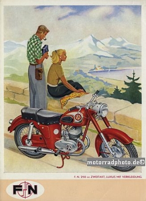 FN Motorrad Prospekt 6 Seiten 1957 fn-p57