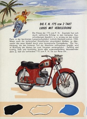 FN Motorrad Prospekt 6 Seiten 1957 fn-p57