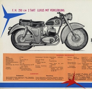 FN Motorrad Prospekt 8 Seiten 1958 fn-p58