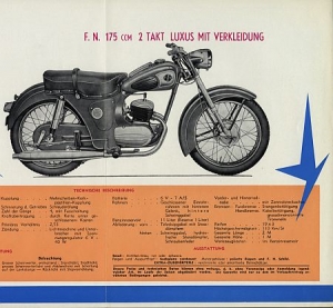 FN Motorrad Prospekt 8 Seiten 1958 fn-p58