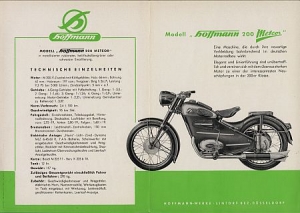 Hoffman Motorrad Prospekt 4 Seiten 1953  hoff-p531