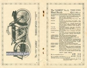 James Motorrad Katalog 1919