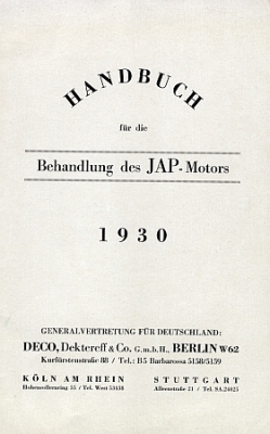 JAP Motor Manual 34 Pages 1930 jap-bal30