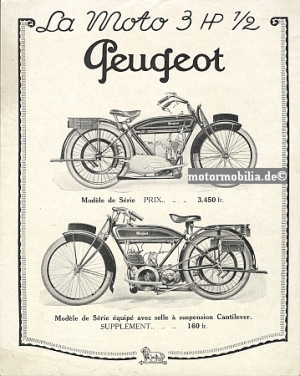 Peugeot Motorcycle Brochure single sheet 1924/25