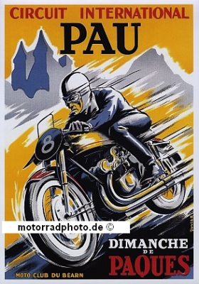 Motorcycle Racing Poster Pau 1958  ren-po50