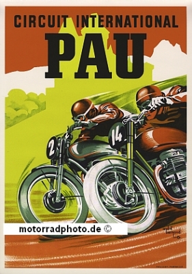 Motorcycle Racing Poster Pau 1956  ren-po51