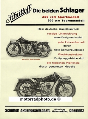 Schüttoff Motorrad Prospektblatt 2 Seiten 1927  sc-p272