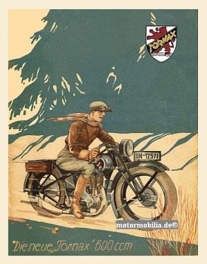 Tornax 600ccm Motorrad Plakat Entwurf 1929