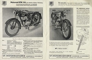 UT Motorrad Prospekt  4 Seiten  1952 ut-p52