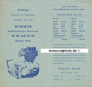 Wimmer Engine Brochure 1954