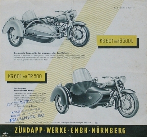 Zuendapp Motorrad Prospekt 4 Seiten 1953 z-op53