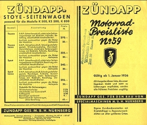 Zuendapp Motorrad Prospekt  1936