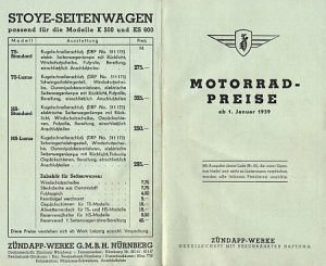 Zuendapp Motorrad Prospekt  1939