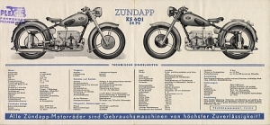 Zündapp Motorrad Prospektblatt 4 Seiten 1951 z-p51